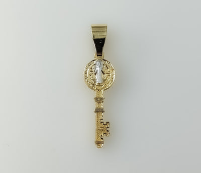 Plated Dainty Multicolor Saint Benedict Key Pendant Saints Patron Charm