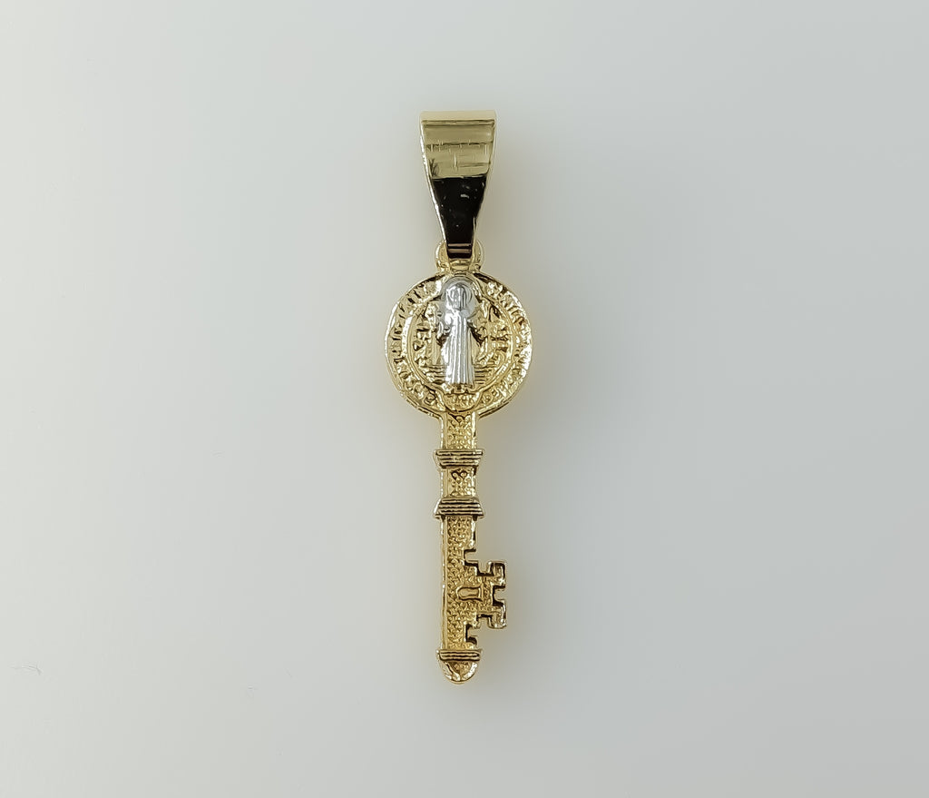 Plated Dainty Multicolor Saint Benedict Key Pendant Saints Patron Charm