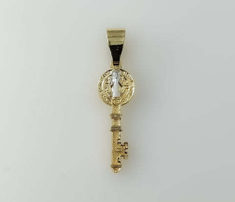 Plated Dainty Multicolor Saint Benedict Key Pendant Saints Patron Charm