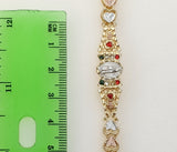 Plated Tri-Color Virgin Mary Adjustable Bracelet