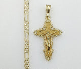 Plated Cross 4mm 14K Diamond Figaro Chain Necklace