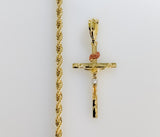 Plated Tri-Color Cross Rope/Braided 4mm Chain Necklace