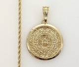 Plated Aztec Mayan Calendar 2mm Rope/Braided Chain Necklace