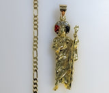 Plated Saint Jude 3mm Figaro Chain Necklace