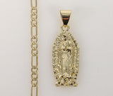 Plated Virgin Mary 4mm Figaro Chain Necklace