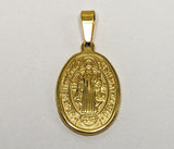 Stainless Steel Gold Saint Benedict Pendant