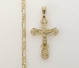 Plated Cross 4mm Figaro Chain Necklace