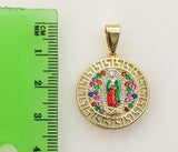 Plated Multicolor Virgin Mary 3mm Figaro Chain Necklace