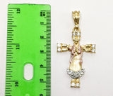 Plated Tri-Color Virgin Mary 4mm Figaro Chain Necklace