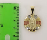 Plated Tri-Color Virgin Mary Pendant