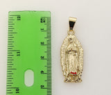Plated Virgin Mary 4mm 14K Diamond Figaro Chain Necklace