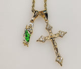 Cross Saint Jude Double Pendants Charms 3mm Rope/Braided Plated Necklace