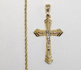 Plated Tri-Color Cross 2mm Rope/Braided Chain Necklace