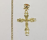 Plated Cross 3mm Cuban Chain Necklace