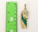 Plated Multicolor Saint Jude 4mm 14K Diamond Figaro Chain Necklace