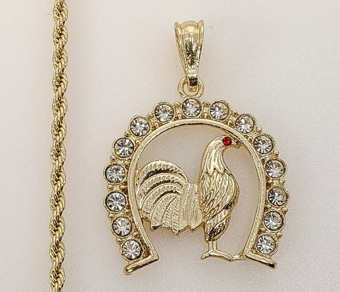 Plated Rooster 3mm Rope/Braided Chain Necklace