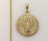 Plated Virgin Mary 2mm Rope/Braided Chain Necklace