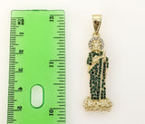 Plated Multicolor Saint Jude 4mm 14K Diamond Figaro Chain Necklace
