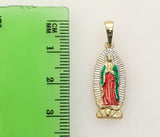 Plated Dainty Multicolor Virgin Mary 3mm Figaro Chain Necklace