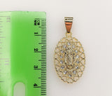 Plated Virgin Mary 3mm Figaro Chain Necklace