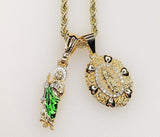 Virgin Mary Saint Jude Double Pendants Charms 3mm Rope/Braided Plated Necklace