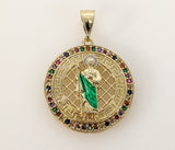 Plated Multicolor Saint Jude Thaddaeus Pendant