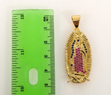 Plated Virgin Mary 5mm Figaro Chain Necklace