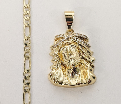 Plated Jesus 4mm Figaro Chain Necklace