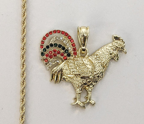 Plated Rooster 2mm Rope/Braided Chain Necklace