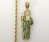 Plated Bling Saint Jude 4mm Rope/Braided Chain Necklace*