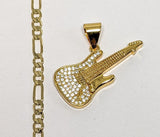 Plated Guitar 4mm Figaro Chain Necklace