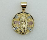 Plated Tri-Color Virgin Mary Pendant