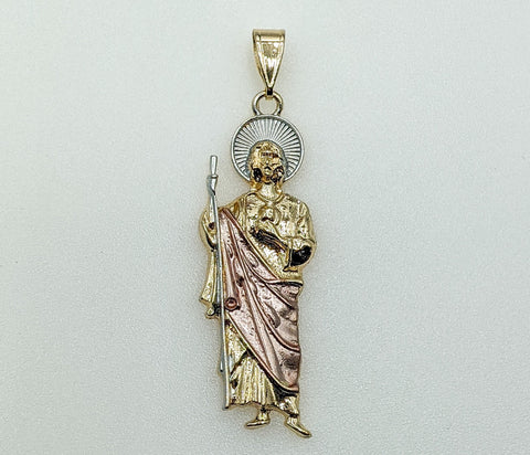 Plated Large Tri-Color Saint Jude Pendant