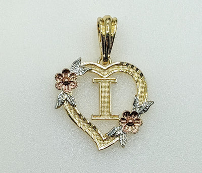 Plated Tri-Color Heart Letter 