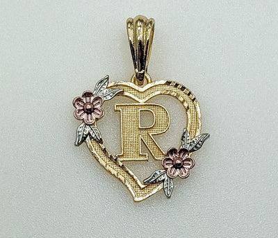 Plated Tri-Color Heart Letter 
