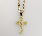 Plated Cross 3mm Figaro Chain Necklace