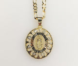 Plated Virgin Mary 3mm Figaro Chain Necklace