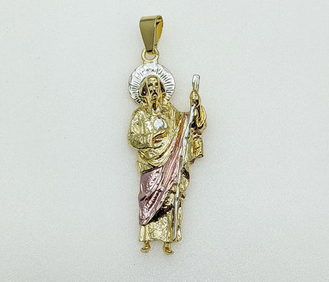 Plated Tri-Color Saint Jude Thaddaeus Pendant