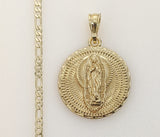 Plated Virgin Mary 3mm Figaro Chain Necklace