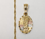 Plated Tri-Color Virgin Mary Twist Chain Necklace