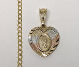 Plated Tri-Gold Virgin Mary 3mm Cuban Chain Necklace