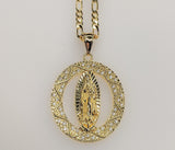 Plated Virgin Mary 3mm Figaro Chain Necklace