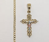 Plated Cross 3mm Cuban Chain Necklace