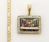 Plated The Last Supper 5mm Figaro Chain Necklace