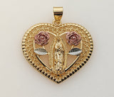 Plated Tri-Color Virgin Mary Pendant