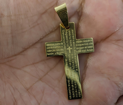 Stainless Steel Cross with Prayer Pendant