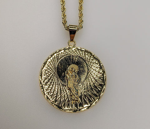 Plated Saint Jude 3mm Rope/Braided Chain Necklace