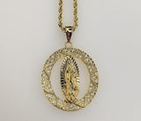 Plated Virgin Mary 3mm Rope/Braided Chain Necklace
