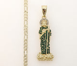 Plated Multicolor Saint Jude 3mm Figaro Chain Necklace