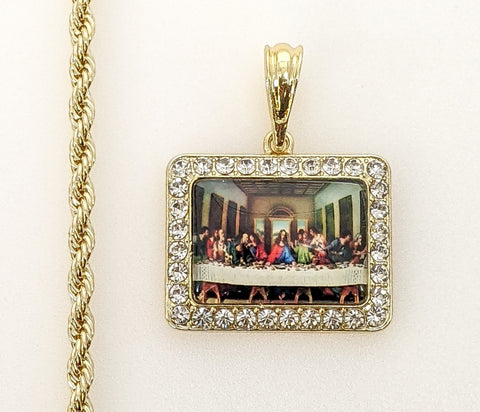 Plated The Last Supper 4mm Rope/Braided Chain Necklace